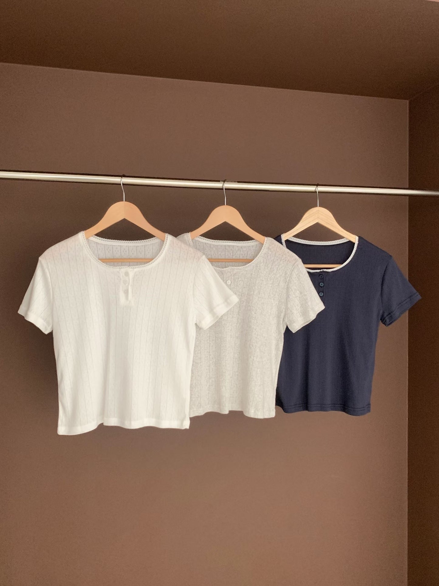 Romantic Lace-Trimmed Jacquard Cotton Top(3 colors)