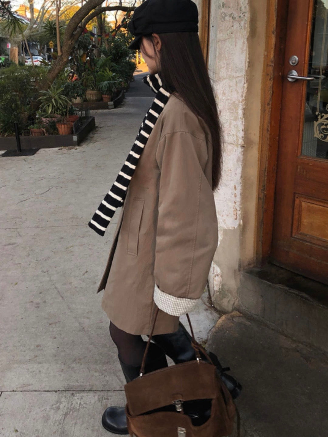 Plaid-lined Trench Coat(3 colors)