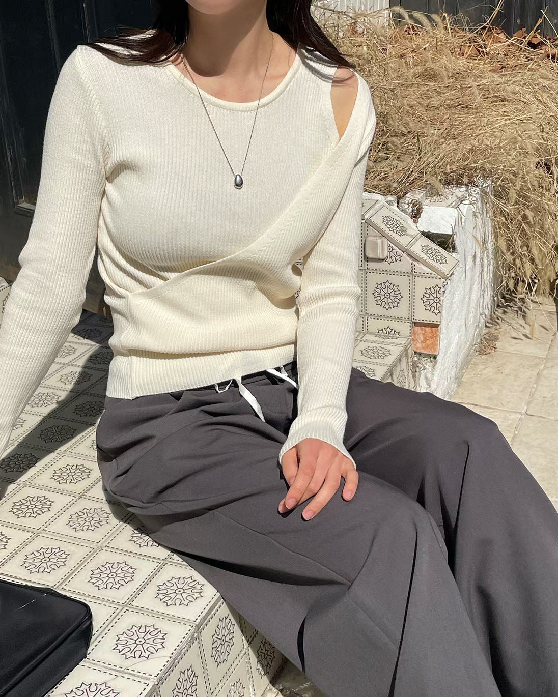 Elegant Wrap-Front Knit Top(4 colors)