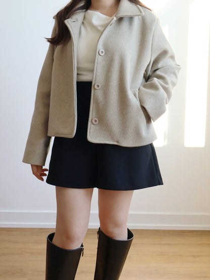 Wool-look Collar Button Coat