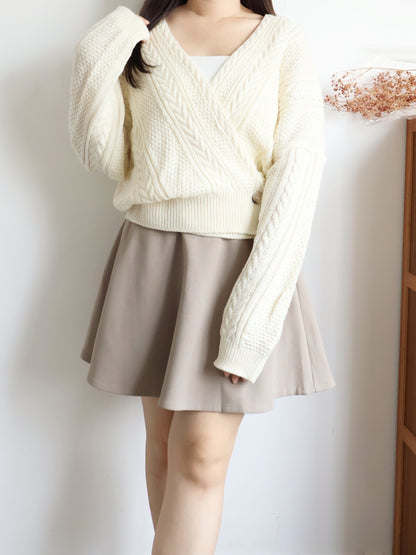 [2-WAYS] Elsa Cable Knit Oversized Cardigan(Cream)