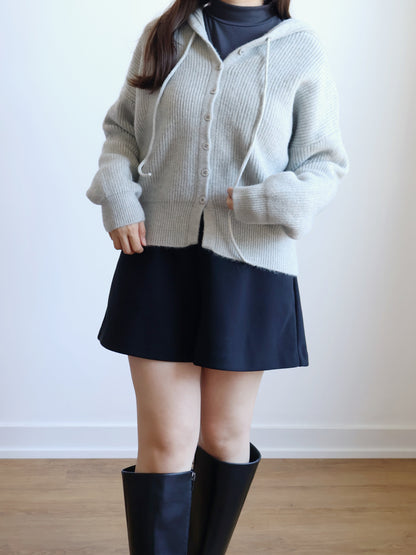 Casual Button Hooded Knit Cardigan