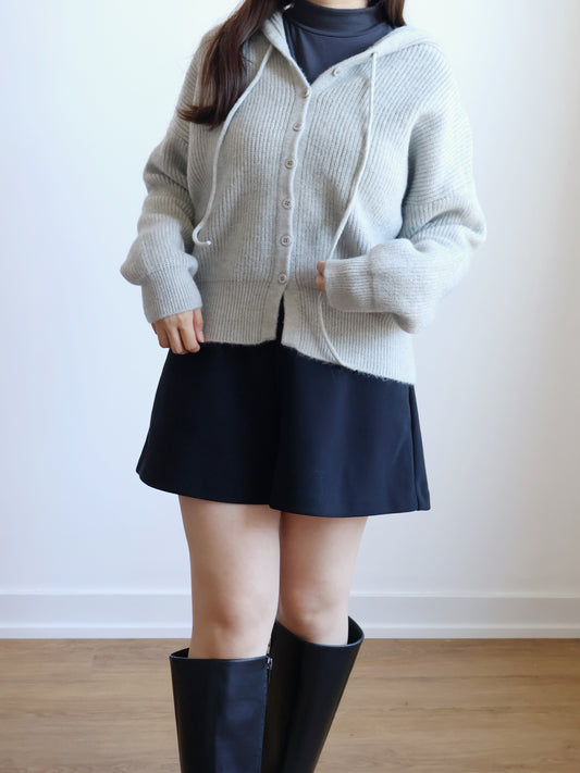 Casual Button Hooded Knit Cardigan