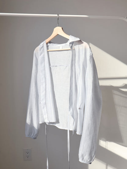 [Wrinkle-Free] French Wrap Misty Sheer Blouse(2 colors)