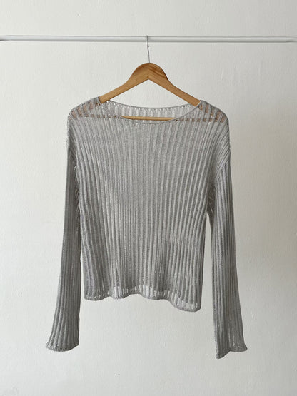 Minimalist Round Neck Sheer Knit Top(4 Colors)