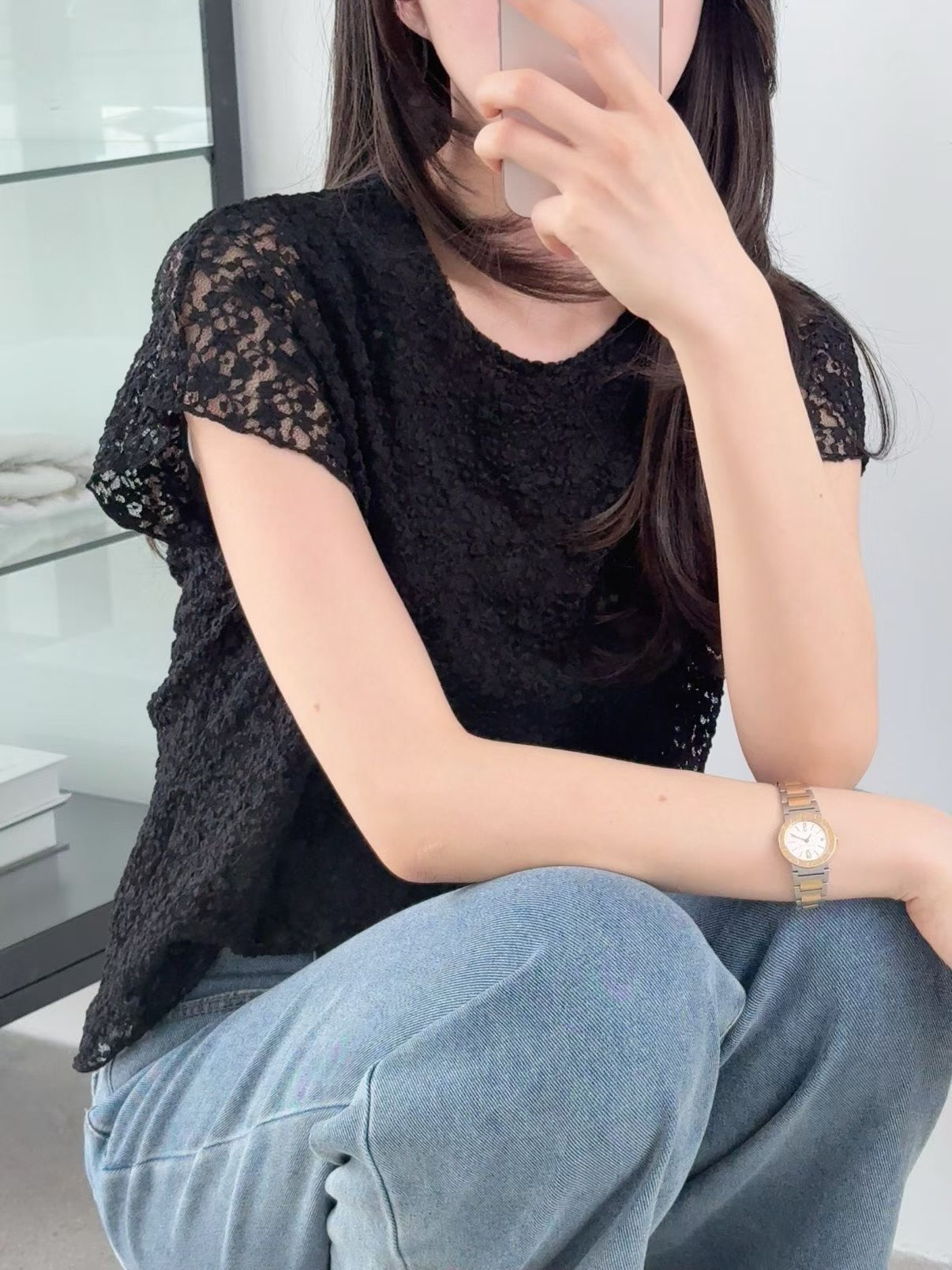 Romantic Daisy Lace Lined Blouse(3 Colors)