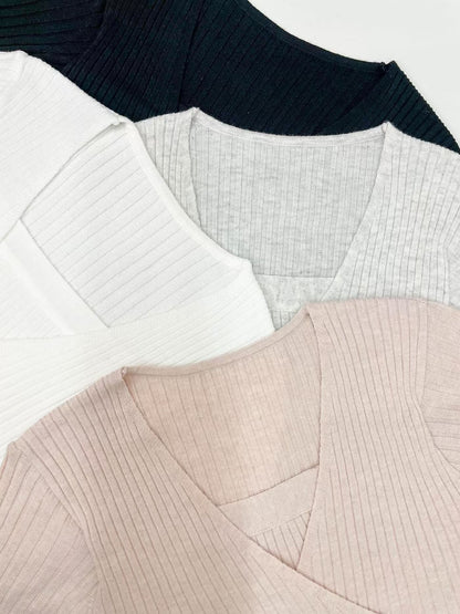 Creamy Faux Layered Wrap Knit Top(4 colors)