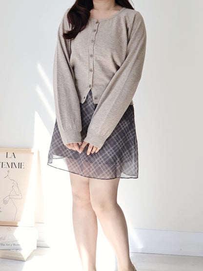 Premium Italian Cotton Soft-Touch Raglan Cardigan(Mocha)
