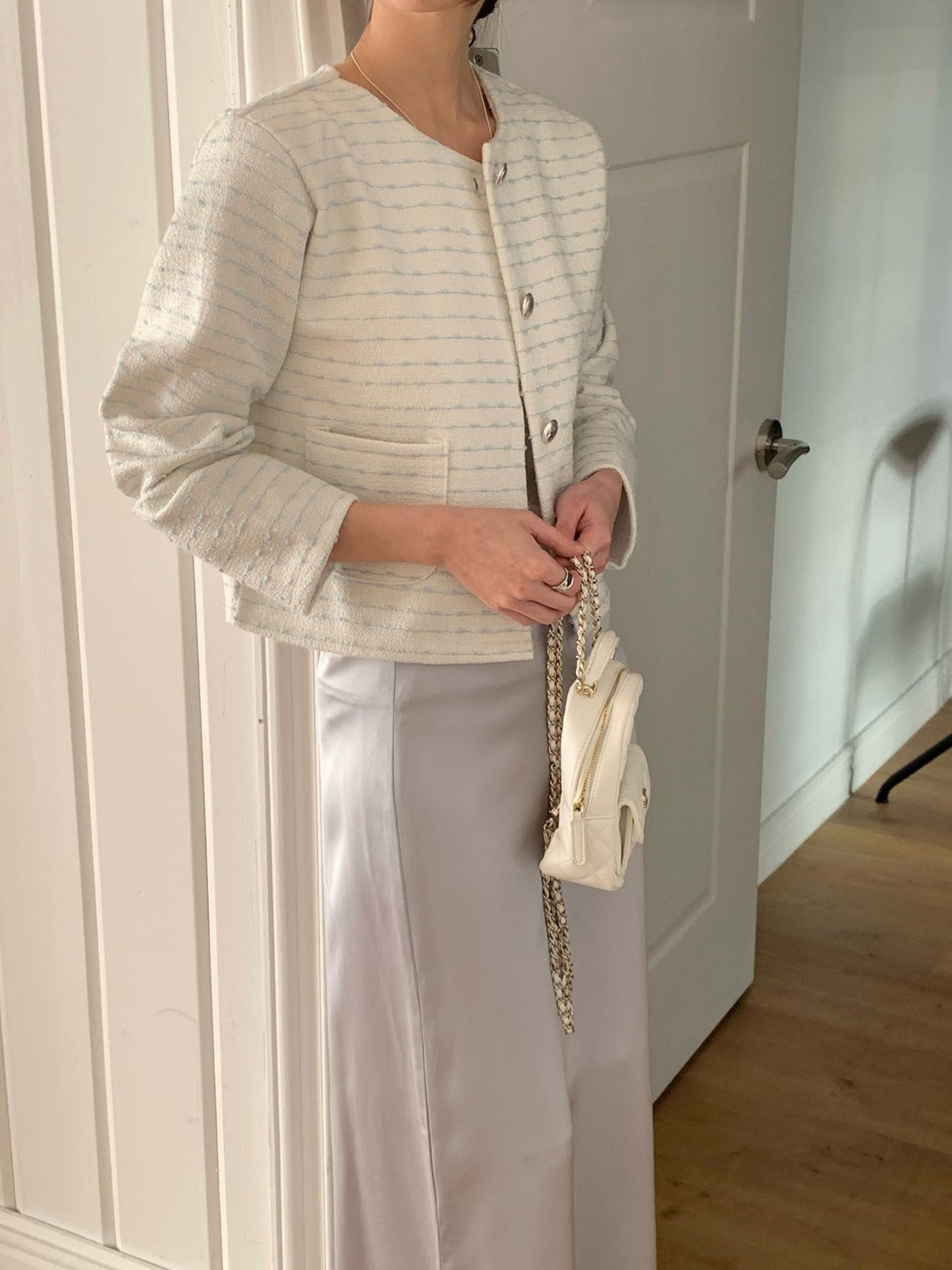 Pastel Horizontal Weave Tweed Jacket(3 colors)