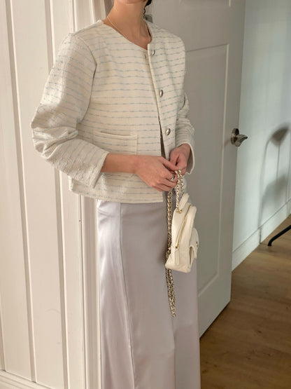 Pastel Horizontal Weave Tweed Jacket(3 colors)