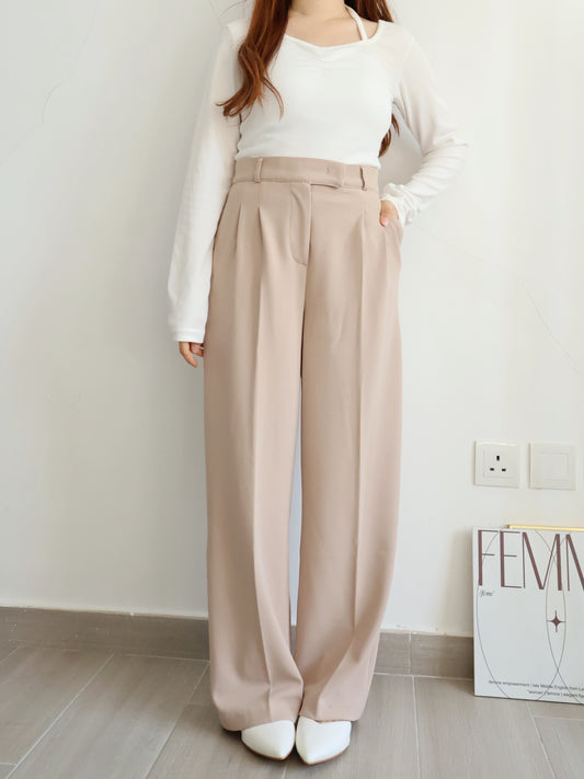 [Best Seller🏅] Wrinkle-free Fabric Pleated Straight Leg Trousers(Camel)