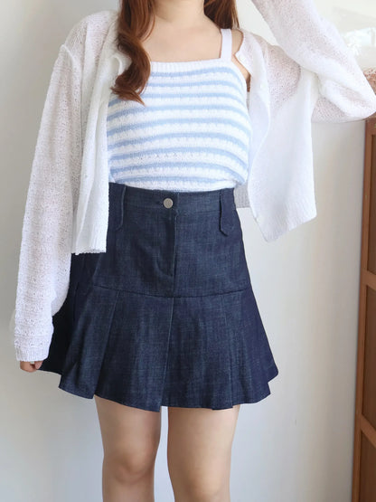 [2-Piece Set] Cozy Weekend Stripe Cami & Knit Set(Ivory)