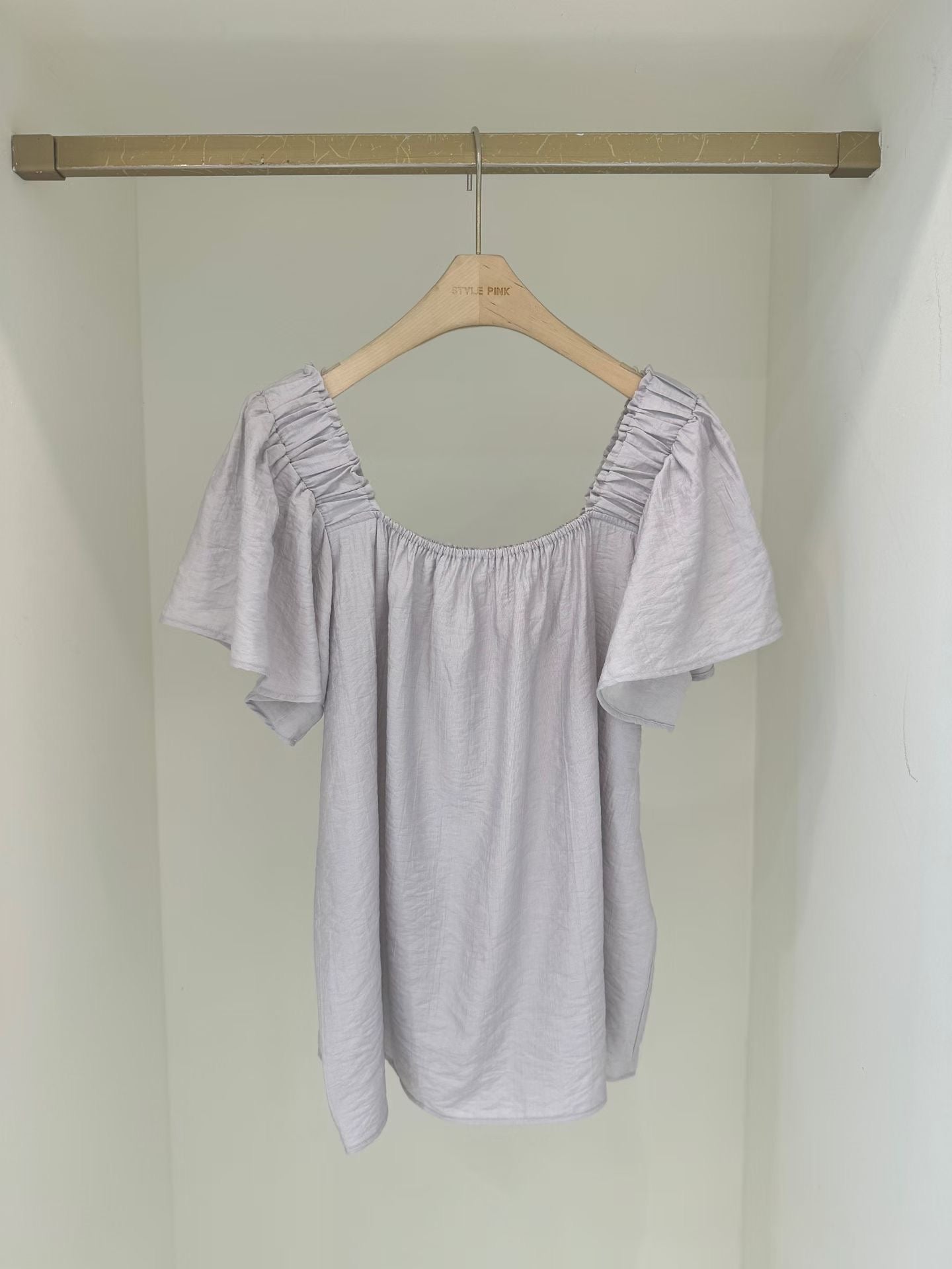 Graceful Square Neck Petal-Sleeve Chiffon Blouse(4 colors)