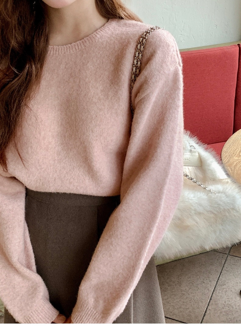 Round Neck Marshmallow Lambswool Sweater(10 Colors)