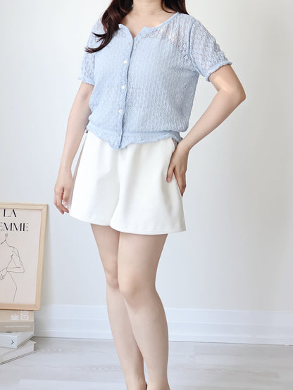 Holiday Vibe Diamond Openwork Knit Cardigan(Slyblue)