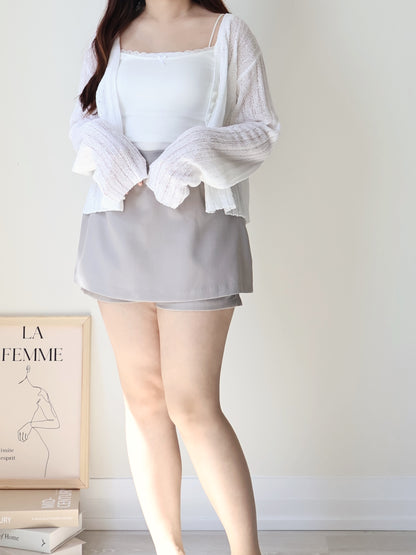 Relaxed Cinnamon V-Neck Knit Cardigan(Ivory)