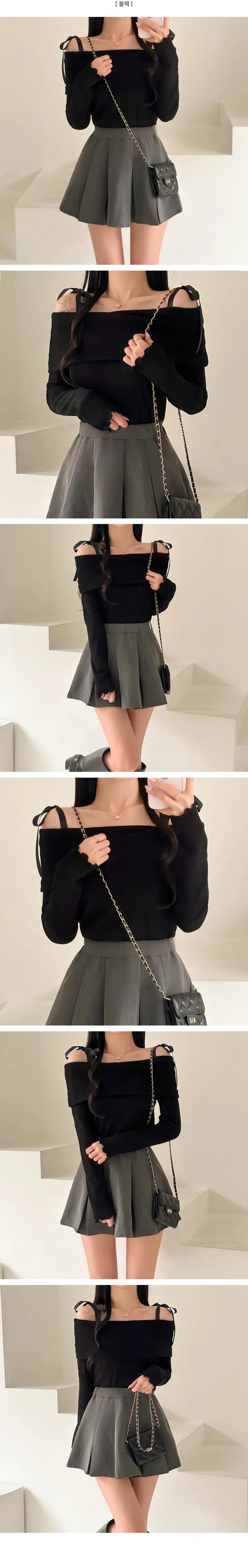 Romantic Bow Collar Off-Shoulder Top(3 colors)