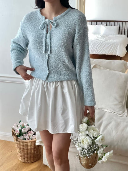 Chic Bow Bouclé Cardigan(4 colors)
