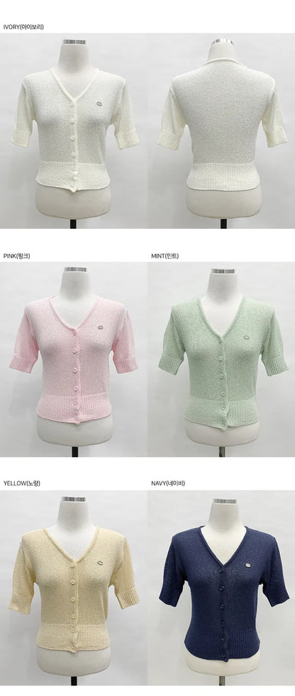 V-Neck Pendant Cooling Knit Cardigan(5 colors)