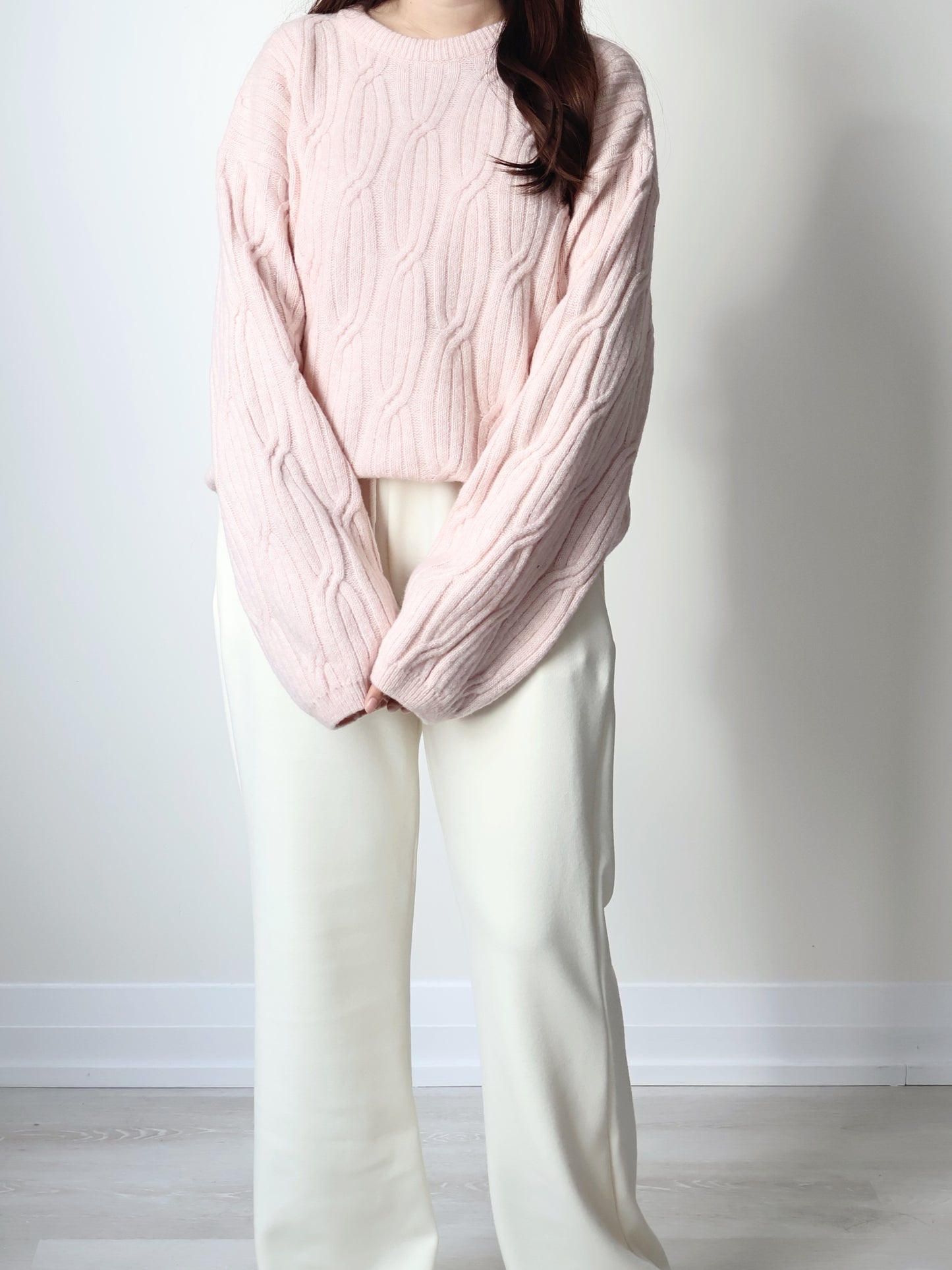 Cloud-Soft Twist Bread Sweater(Sakura pink)