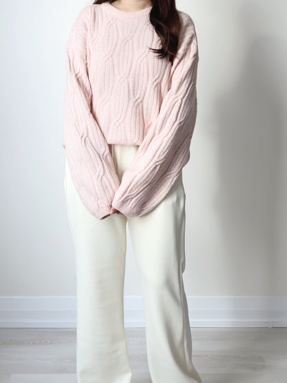 Cloud-Soft Twist Bread Sweater(Sakura pink)