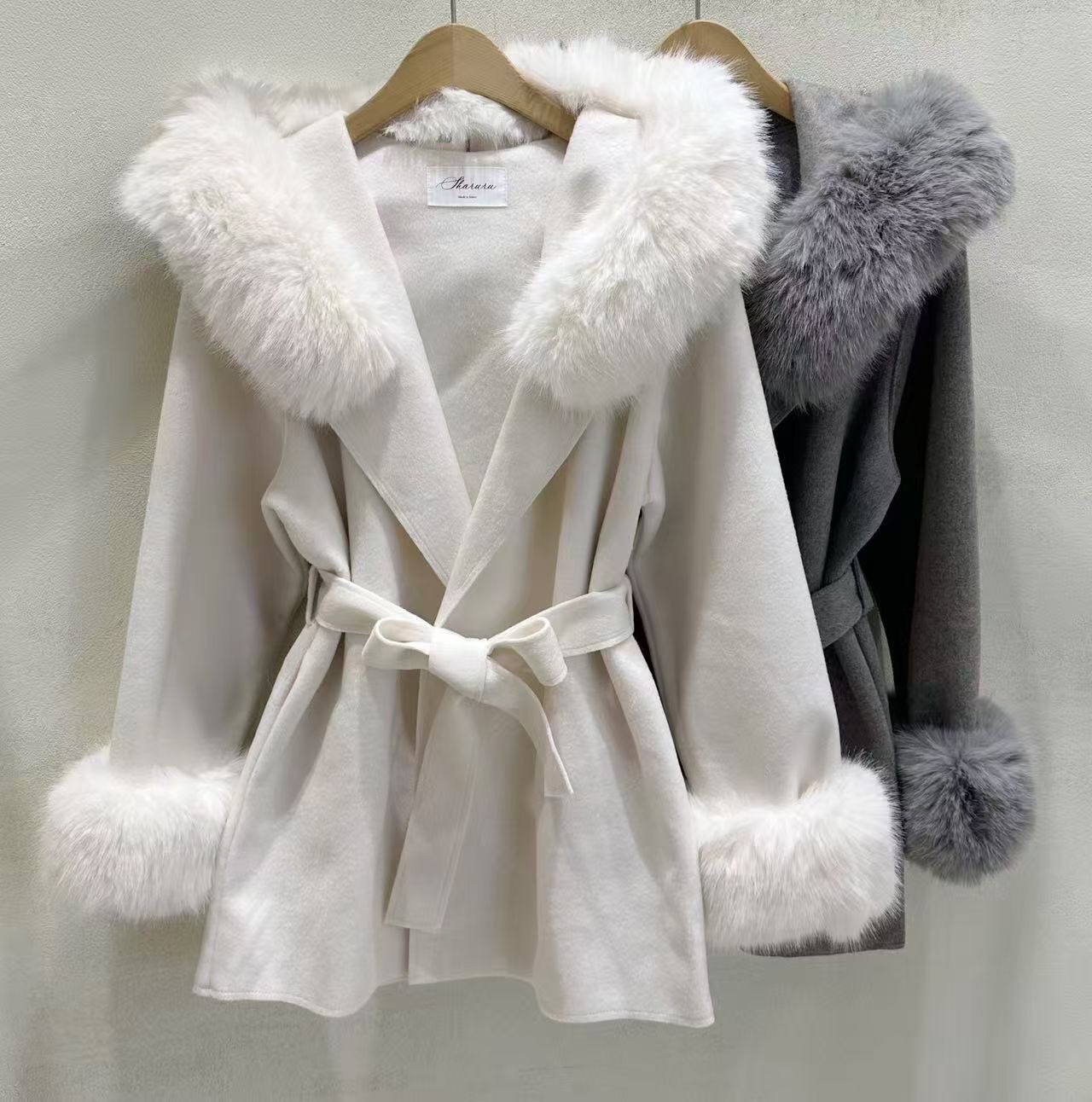 ［40% WOOL］Cozy Faux Fur Collar Warm Coat