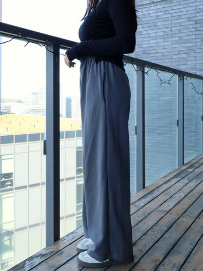 [3 Lengths] Everyday Relaxed Wide-Leg Cotton Pants with Pockets(Charcoal)