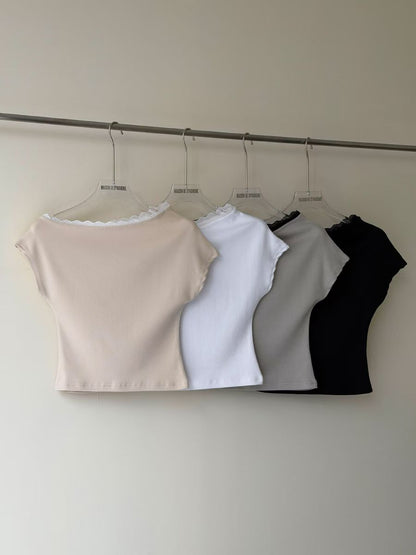 Lace One-Shoulder Cotton Top(4 Colors)