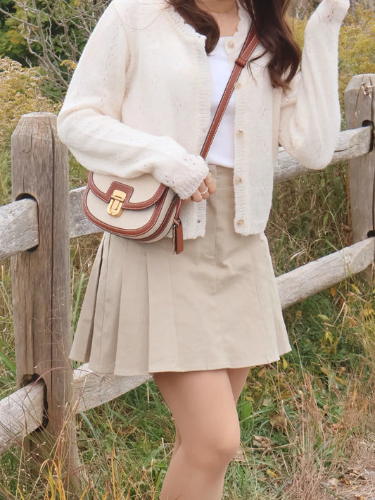 [25% WOOL] Sweet Lace Hollow-Out Cardigan(Cream)