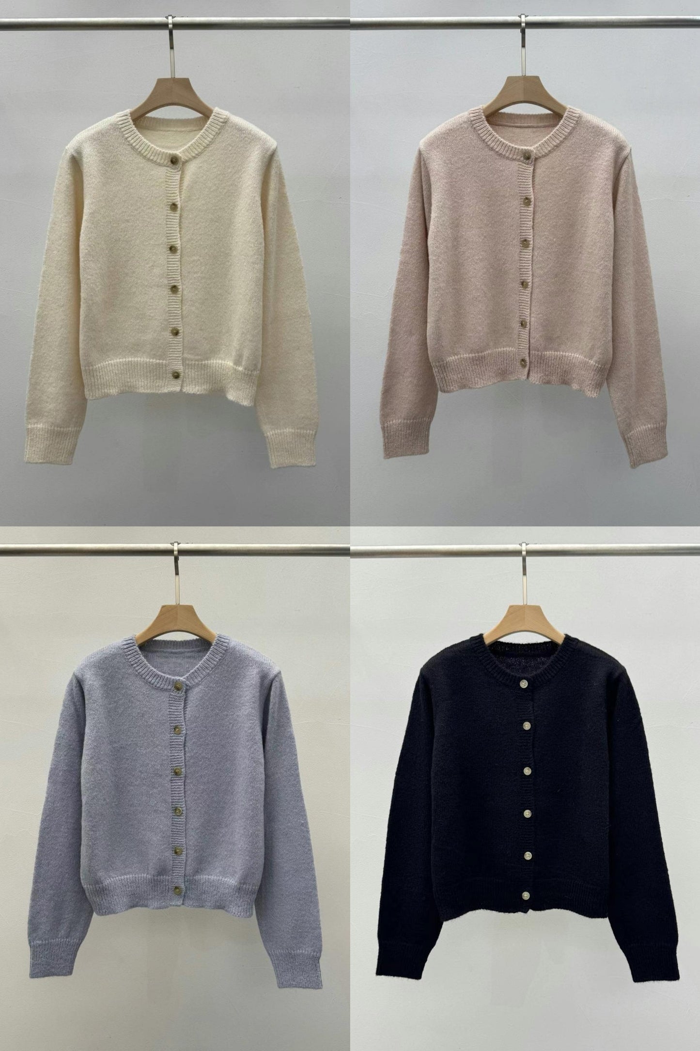 [20% WOOL] Cloud-Knit Crew Neck Cardigan(4 colors)