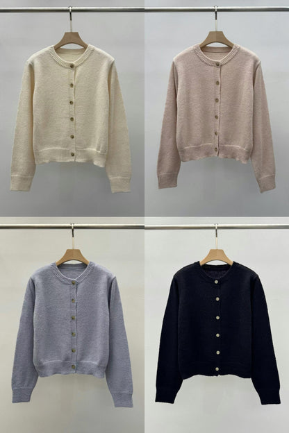 [20% WOOL] Cloud-Knit Crew Neck Cardigan(4 colors)