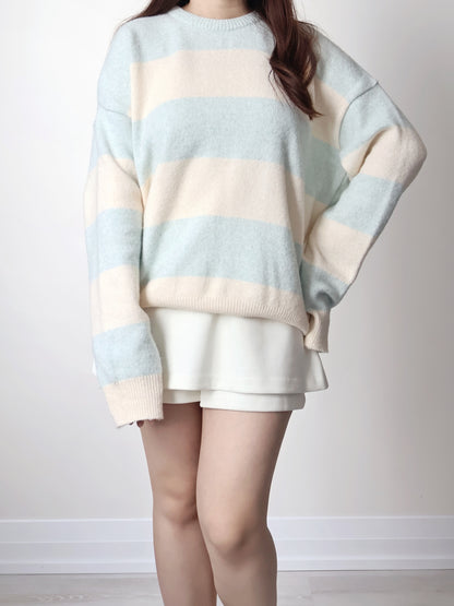 [10% FINE WOOL] Blueberry Yogurt Color-Block Sweater(3 colors)