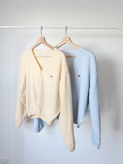 Premium Italy Cotton🇮🇹 Silver Badge Cardigan(Light Yellow)