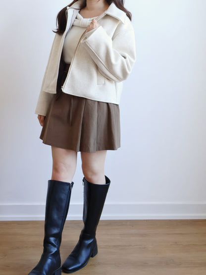 Sleek Zip-up Wool Coat