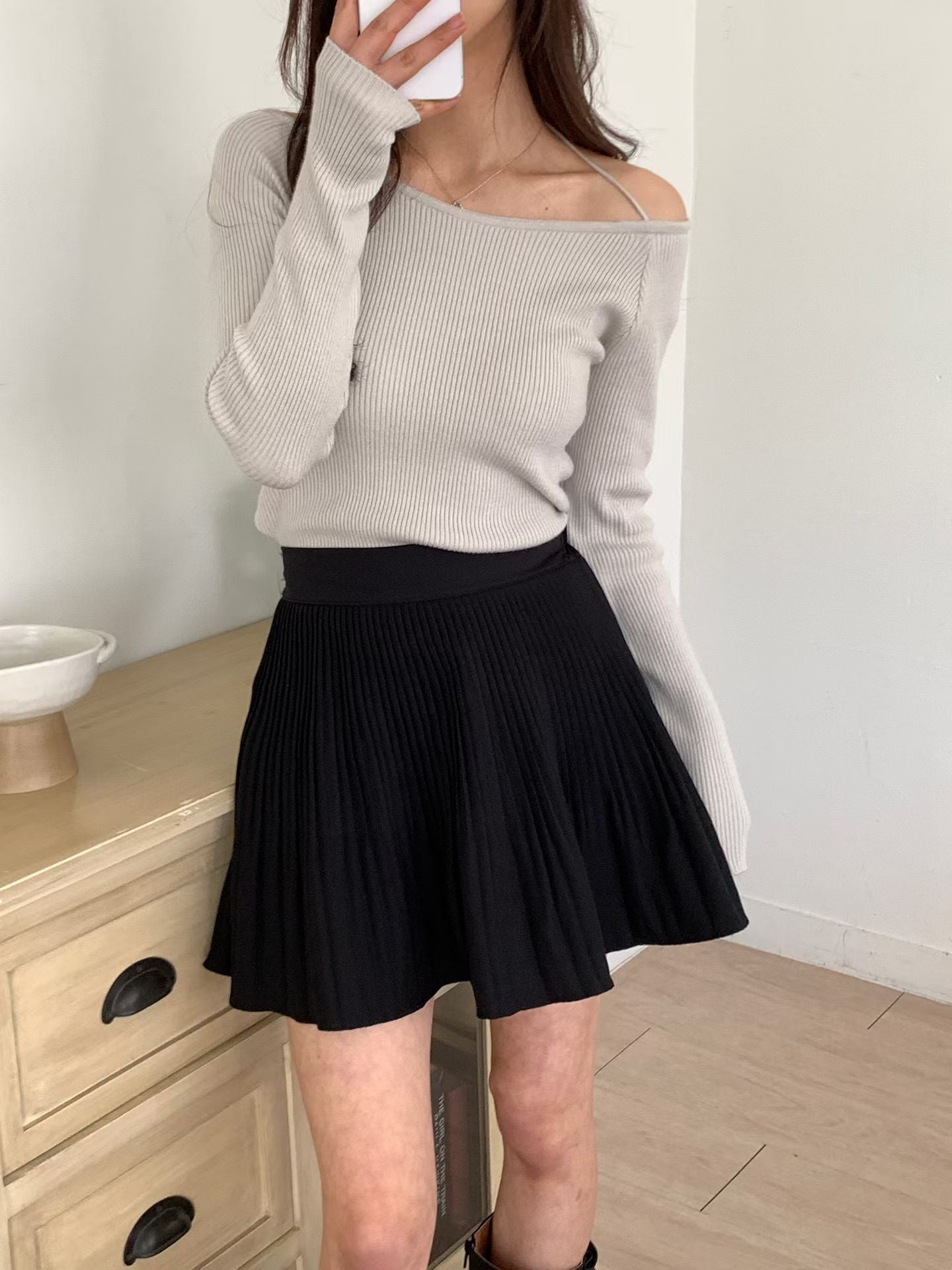 2-WAYS Boat Neck Tie-Back Knit Top(5 colors)