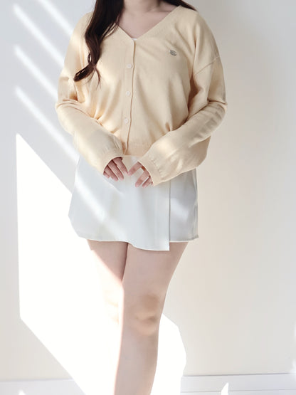Premium Italy Cotton🇮🇹 Silver Badge Cardigan(Light Yellow)