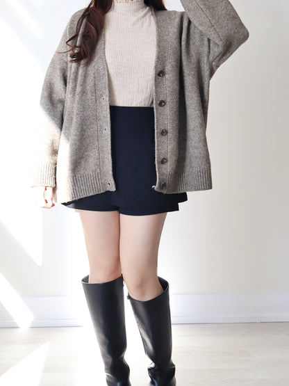 10% Lambswool Marshmallow Oversized Cardigan(Mocha)