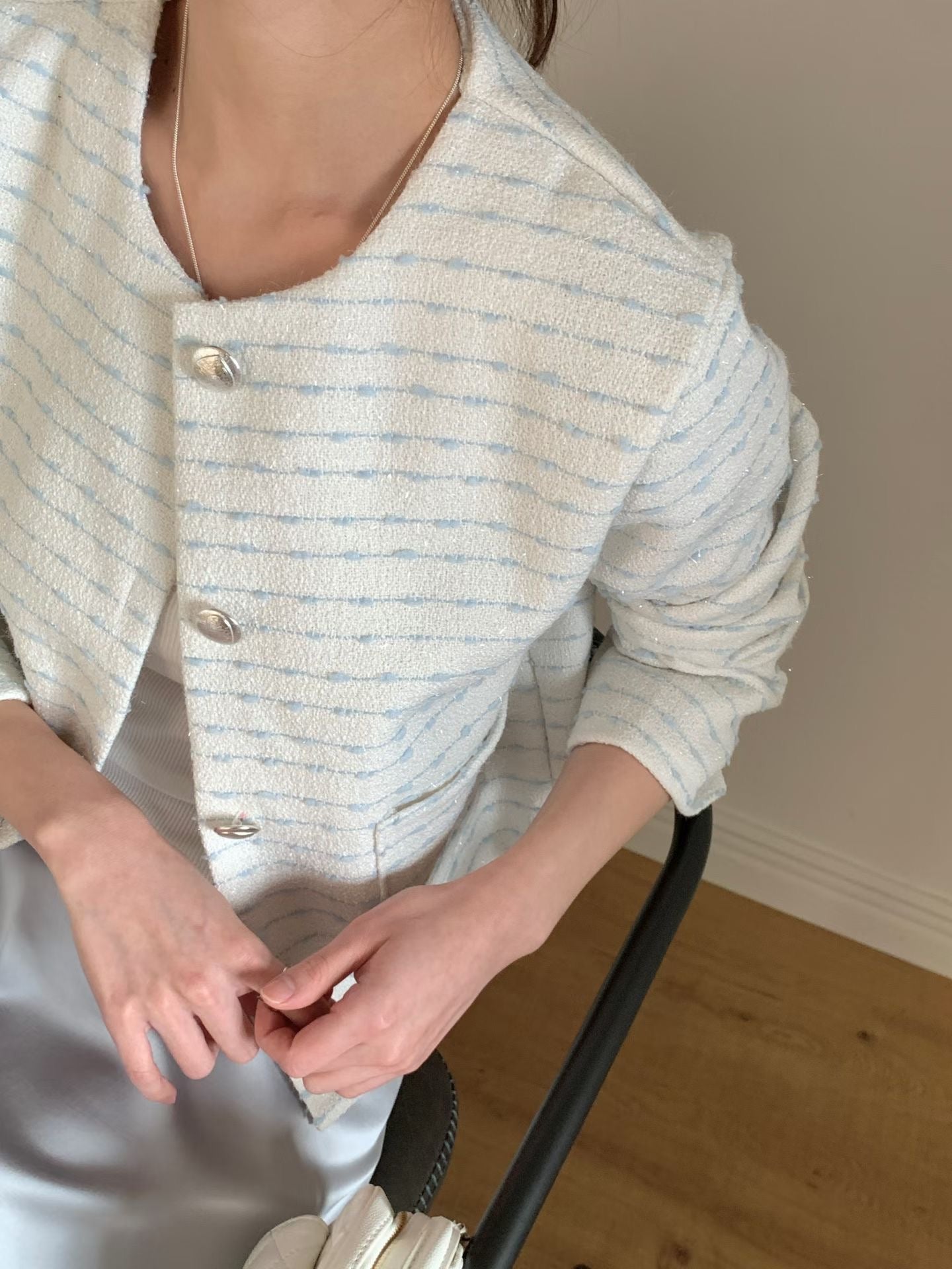 Pastel Horizontal Weave Tweed Jacket(3 colors)