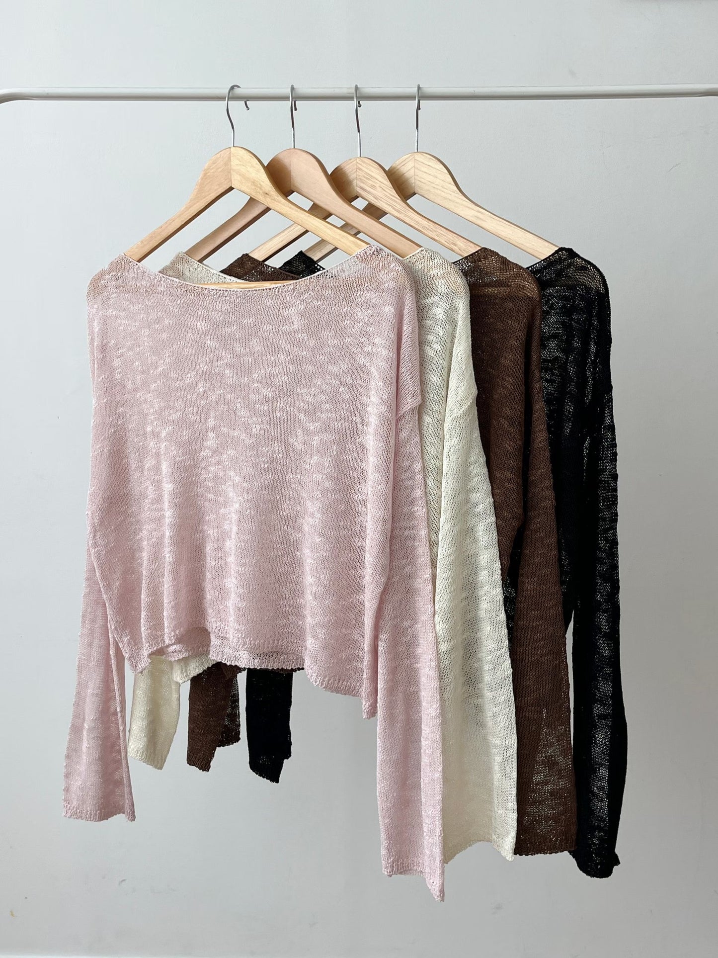 Dreamy Boat Neck Melange Sheer Sweater(4 colors)