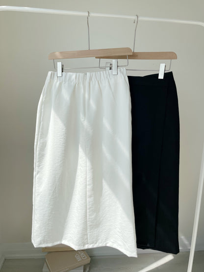 [Hip-Slimming✨] Minimalist Breathable Cotton-Linen H-Line Midi Skirt(Black)
