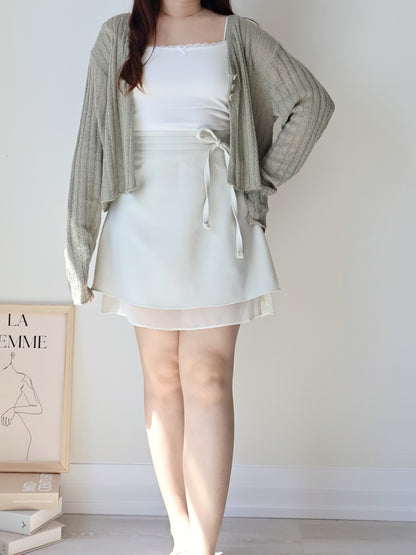 Relaxed Cinnamon V-Neck Knit Cardigan(Matcha)
