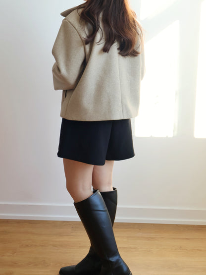 Wool-look Collar Button Coat