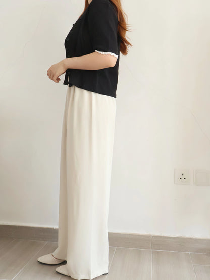 [Wrinkle-Free] -5KG Air-Flow Wide-Straight Slacks(Beige)