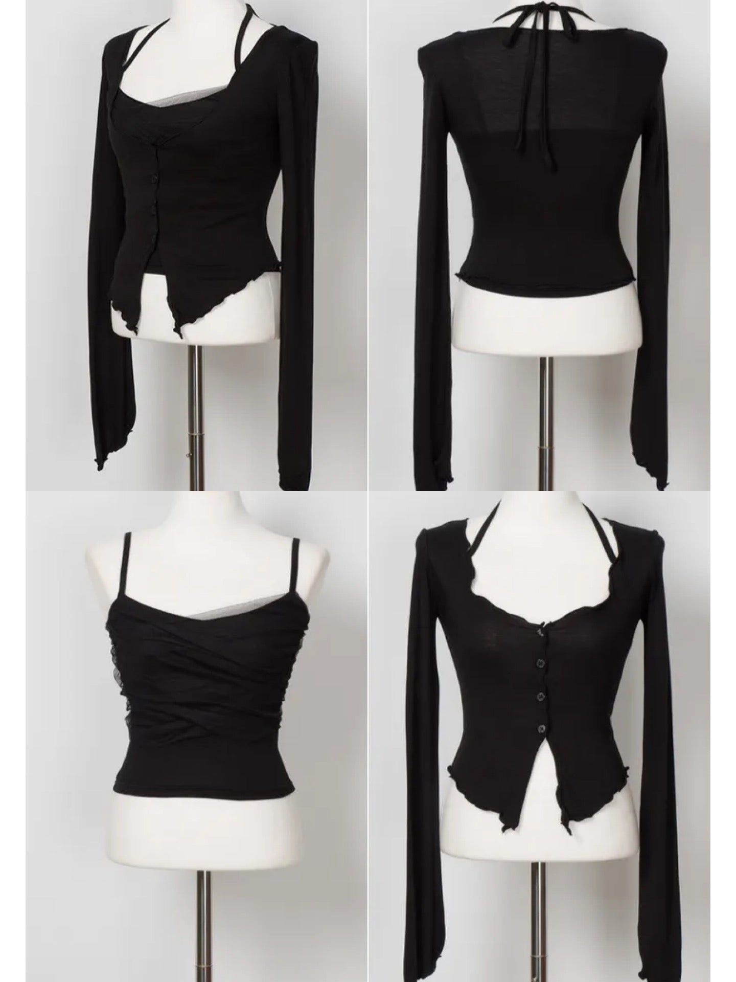 Balletcore Sheer Layered Cami & Cardigan 2-Piece Set(4 colors)