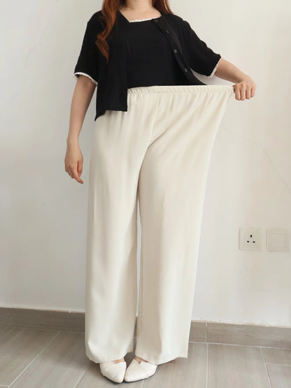 [Wrinkle-Free] -5KG Air-Flow Wide-Straight Slacks(Beige)