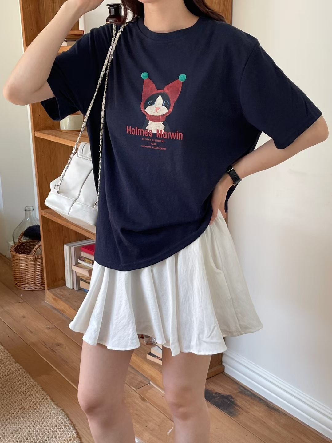 Oversized Marvin Cat Graphic Cotton T-Shirt(3 Colors)