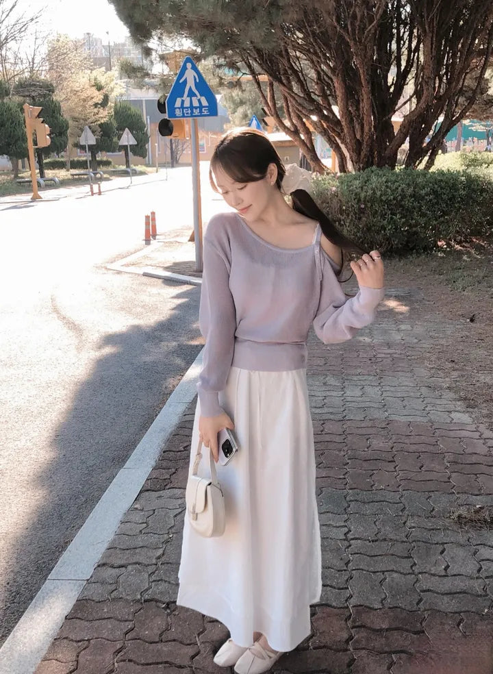 The Chérie One-Shoulder Knit Top(5 colors)