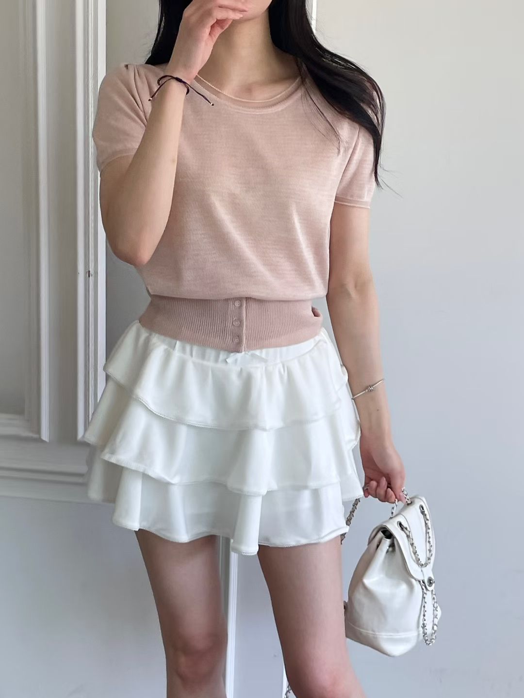 Romantic Crew-Neck Sheer Linen Knit Top(4 colors)