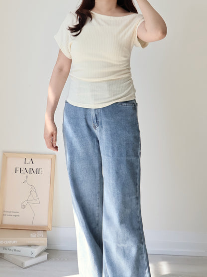 Breezy Cool-Touch Sculpted Asymmetric Top(Light Yellow)