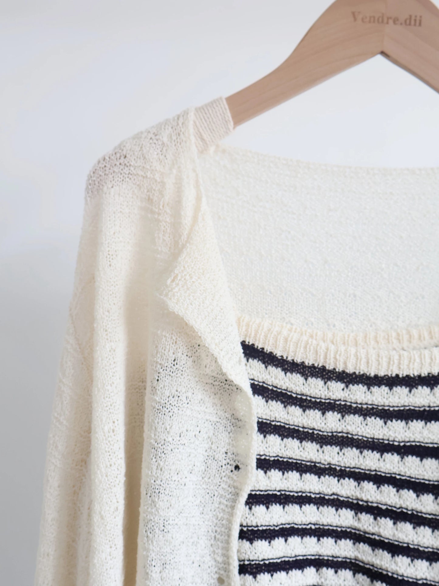 [2-Piece Set] Cozy Weekend Stripe Cami & Knit Set(Beige)